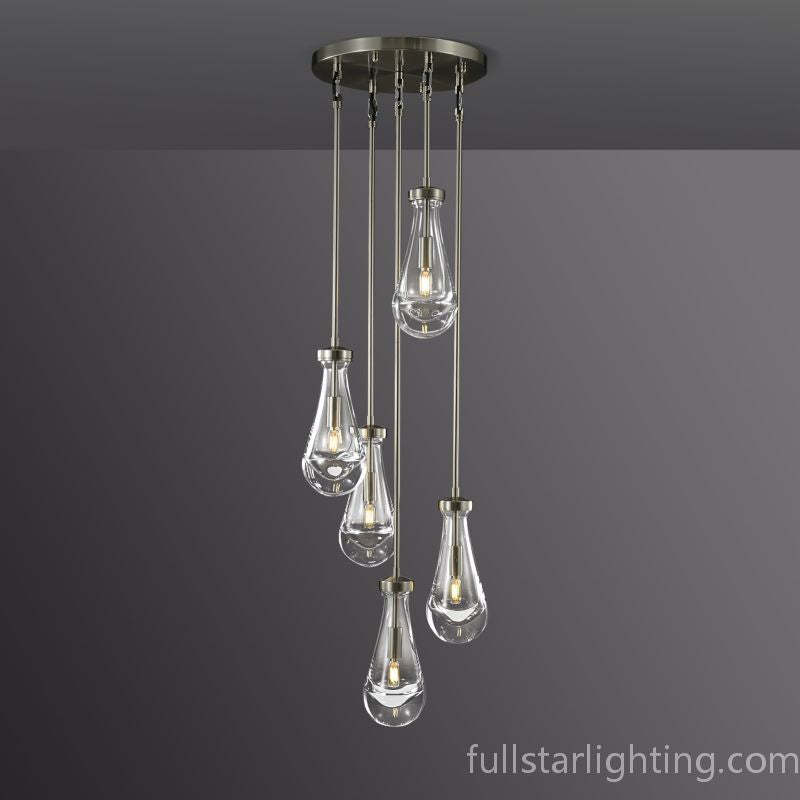Raindrop Round Chandelier 5 Lights 14"D-Fullstarlighting