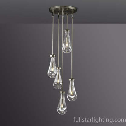Raindrop Round Chandelier 5 Lights 14"D-Fullstarlighting