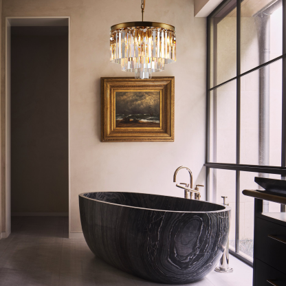 Olmavor 1920s-Style Multi-Tier Clear/Smoke Crystal Round Chandelier