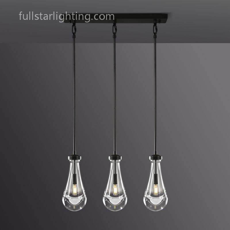 Raindrops 3-Light Rod Rectangular Chandelier