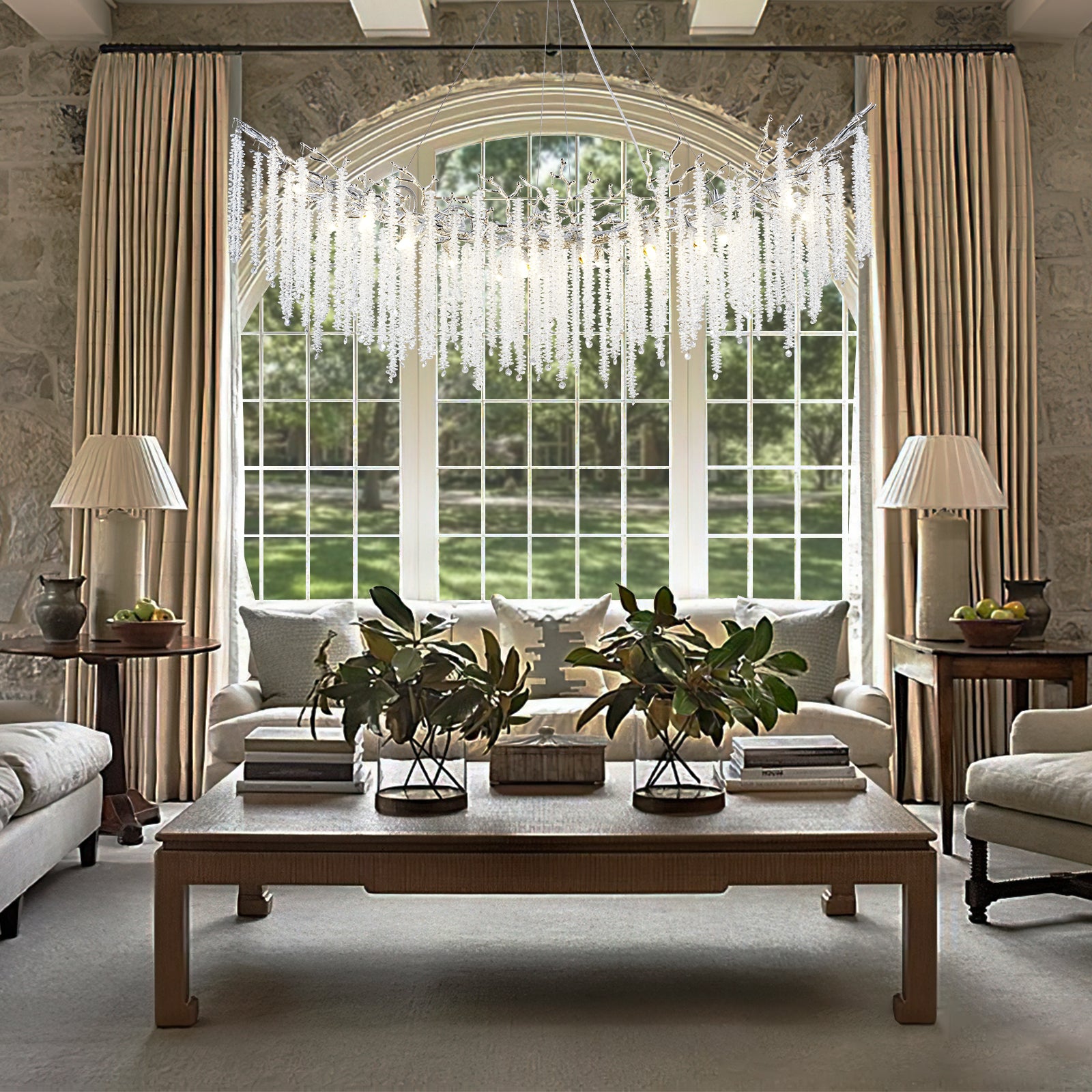 Snow Tree Branches Linear Chandelier for All Rooms 55''-Fullstarlighting