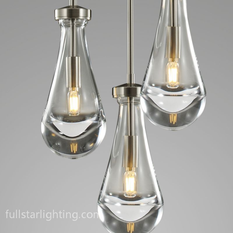 Raindrops 3-Light Rod Round Chandelier-Fullstarlighting