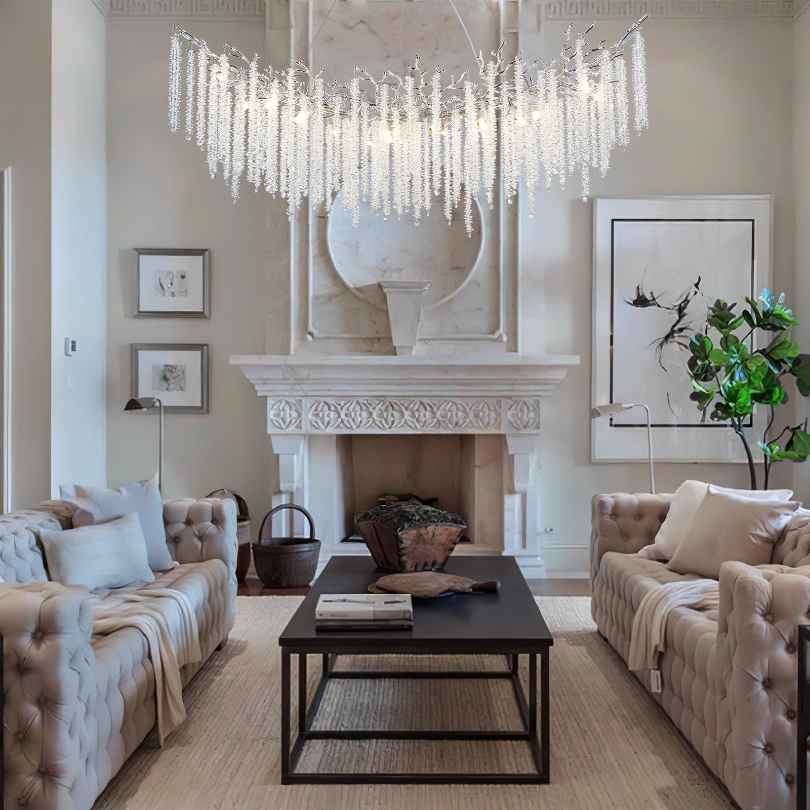 Snow Tree Branches Linear Chandelier for All Rooms 55''-Fullstarlighting