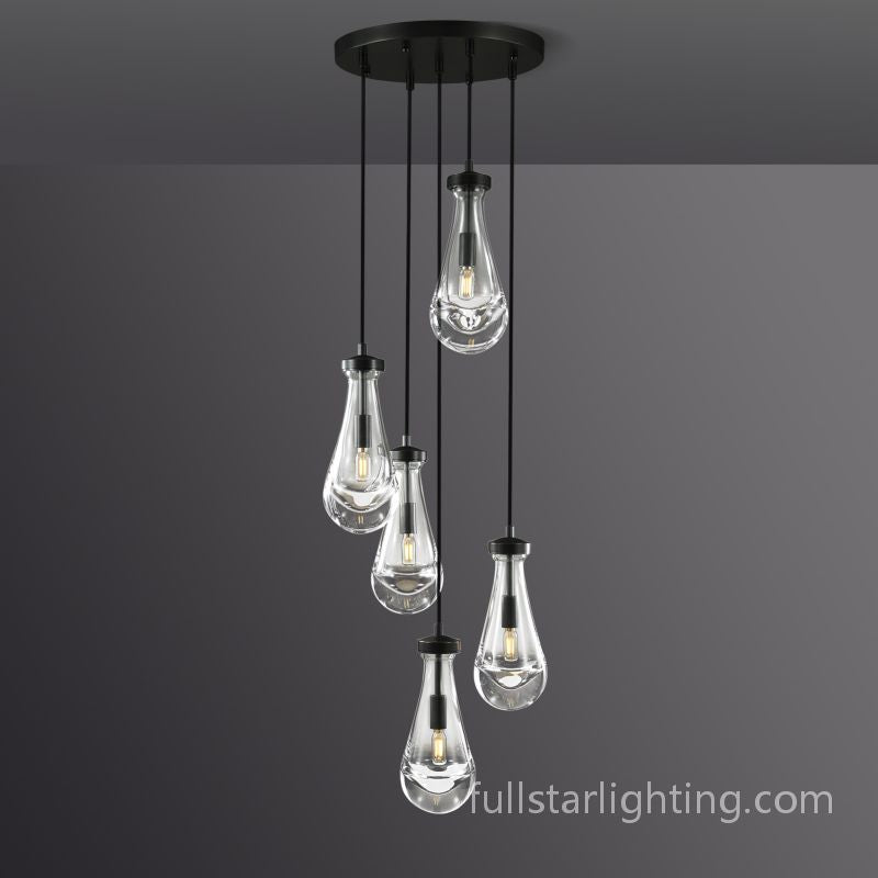 Raindrop Round Chandelier 5 Lights 14"D-Fullstarlighting
