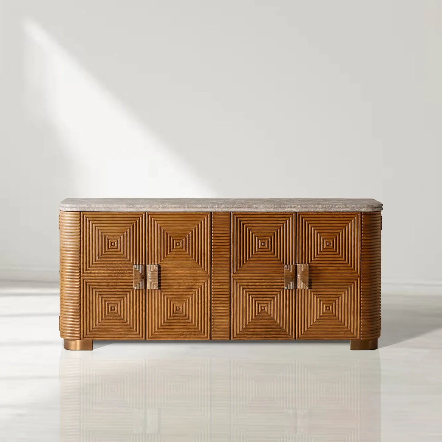 Kensley 4-Door Sideboard, Grey Emperador Marble