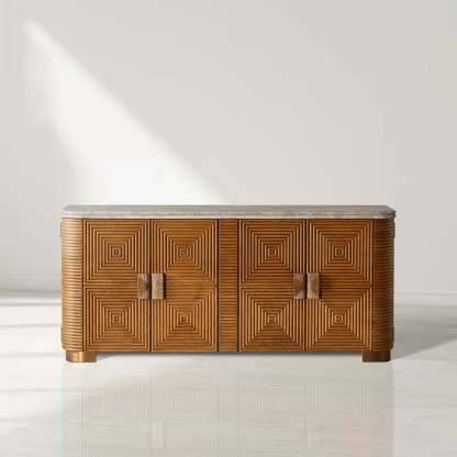 Kensley 4-Door Sideboard, Grey Emperador Marble