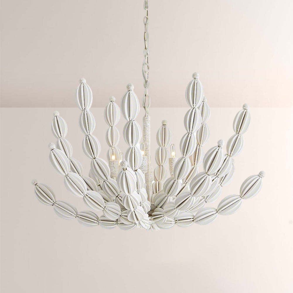 Indi White Wood Chandelier