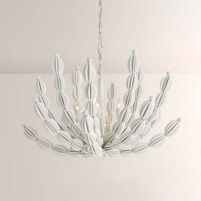 Indi White Wood Chandelier