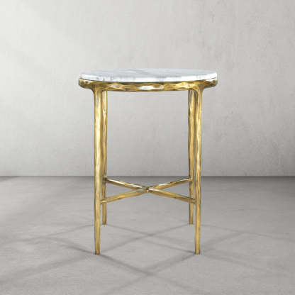 Thaddeus Marble Round Side Table 18"D-Fullstarlighting