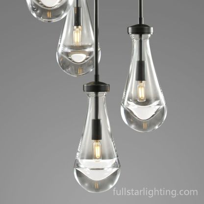 Raindrop Round Chandelier 5 Lights 14"D
