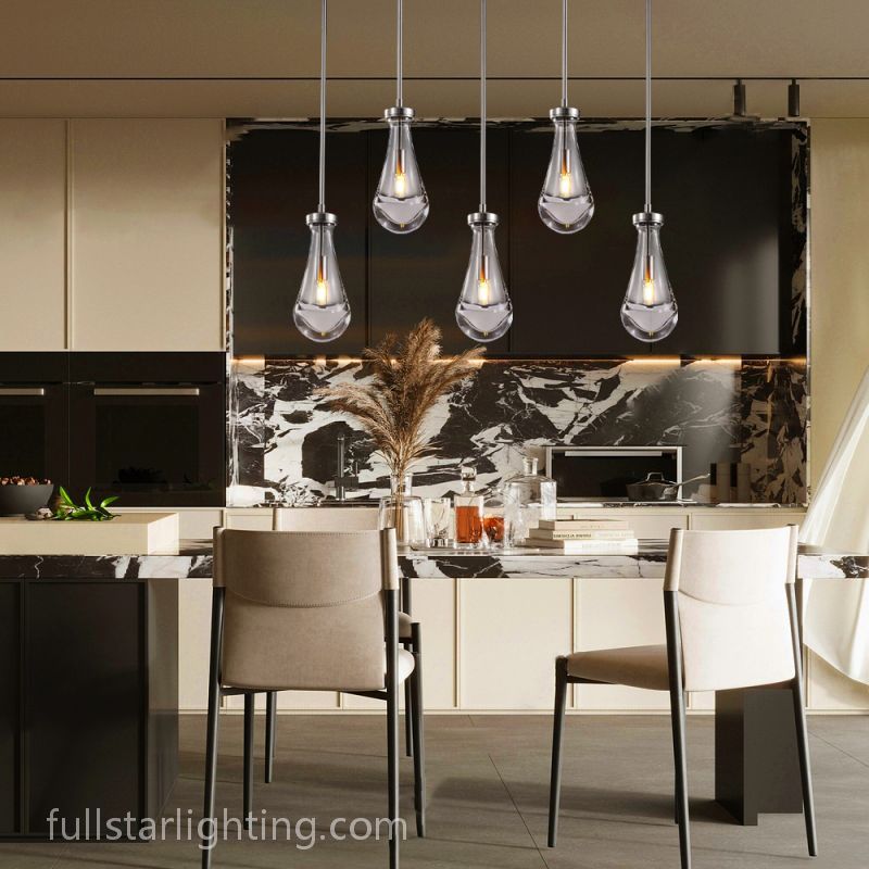 Raindrops 5-Light Rod Rectangular Chandelier