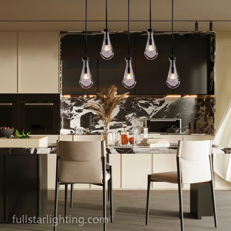 Raindrops 5-Light Rod Rectangular Chandelier