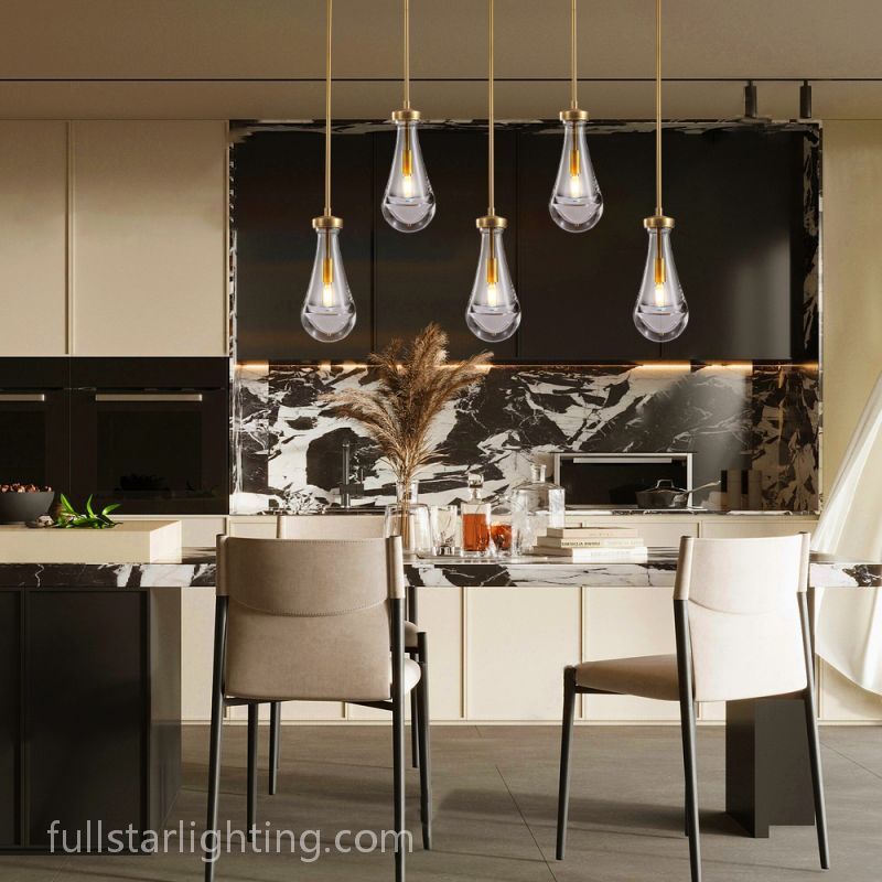 Raindrops 5-Light Rod Rectangular Chandelier-Fullstarlighting