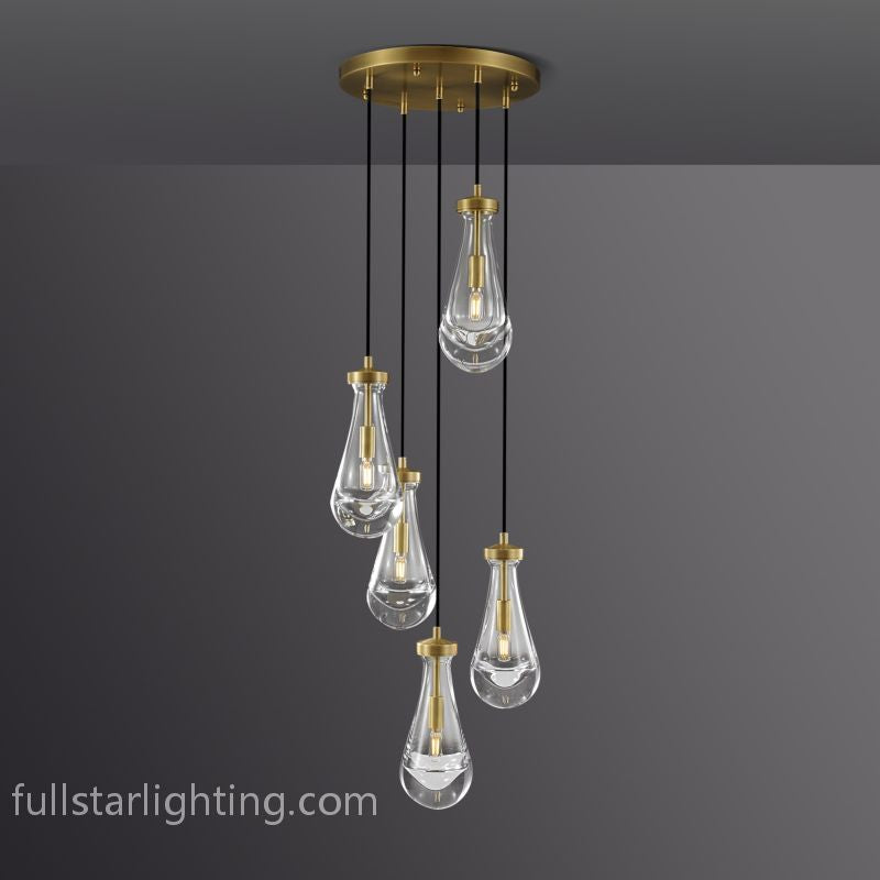 Raindrop Round Chandelier 5 Lights 14"D-Fullstarlighting