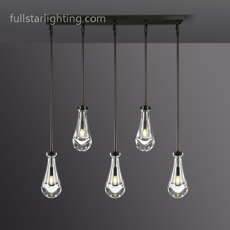 Raindrops 5-Light Rod Rectangular Chandelier