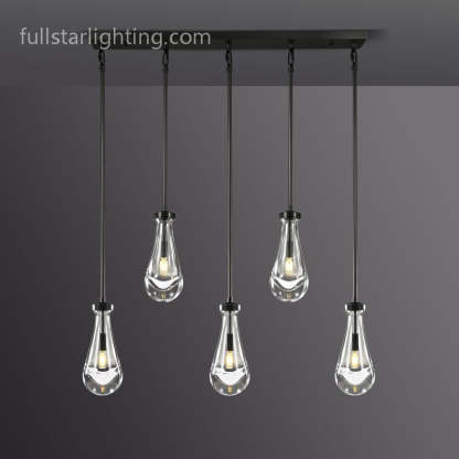 Raindrops 5-Light Rod Rectangular Chandelier