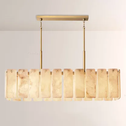 Camelot Alabaster Rectangular Chandelier 60"L