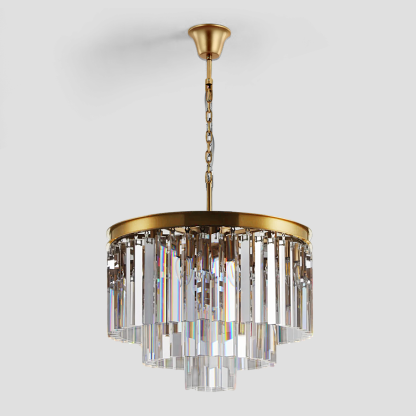 Olmavor 1920s-Style Multi-Tier Clear/Smoke Crystal Round Chandelier