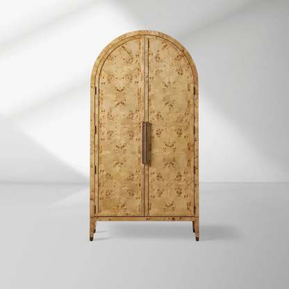 Hattie Burl Tall Cabinet Living Room Natural Wood Grain Storage Cabinet-Fullstarlighting