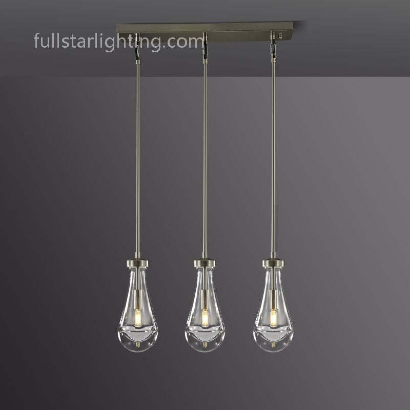 Raindrops 3-Light Rod Rectangular Chandelier