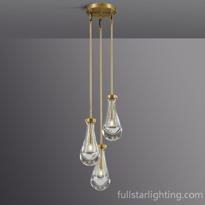 Raindrops 3-Light Rod Round Chandelier-Fullstarlighting