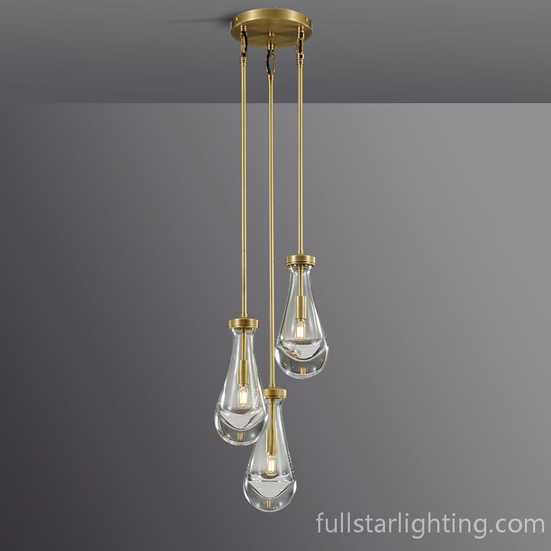 Raindrops 3-Light Rod Round Chandelier-Fullstarlighting