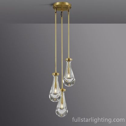 Raindrops 3-Light Rod Round Chandelier-Fullstarlighting