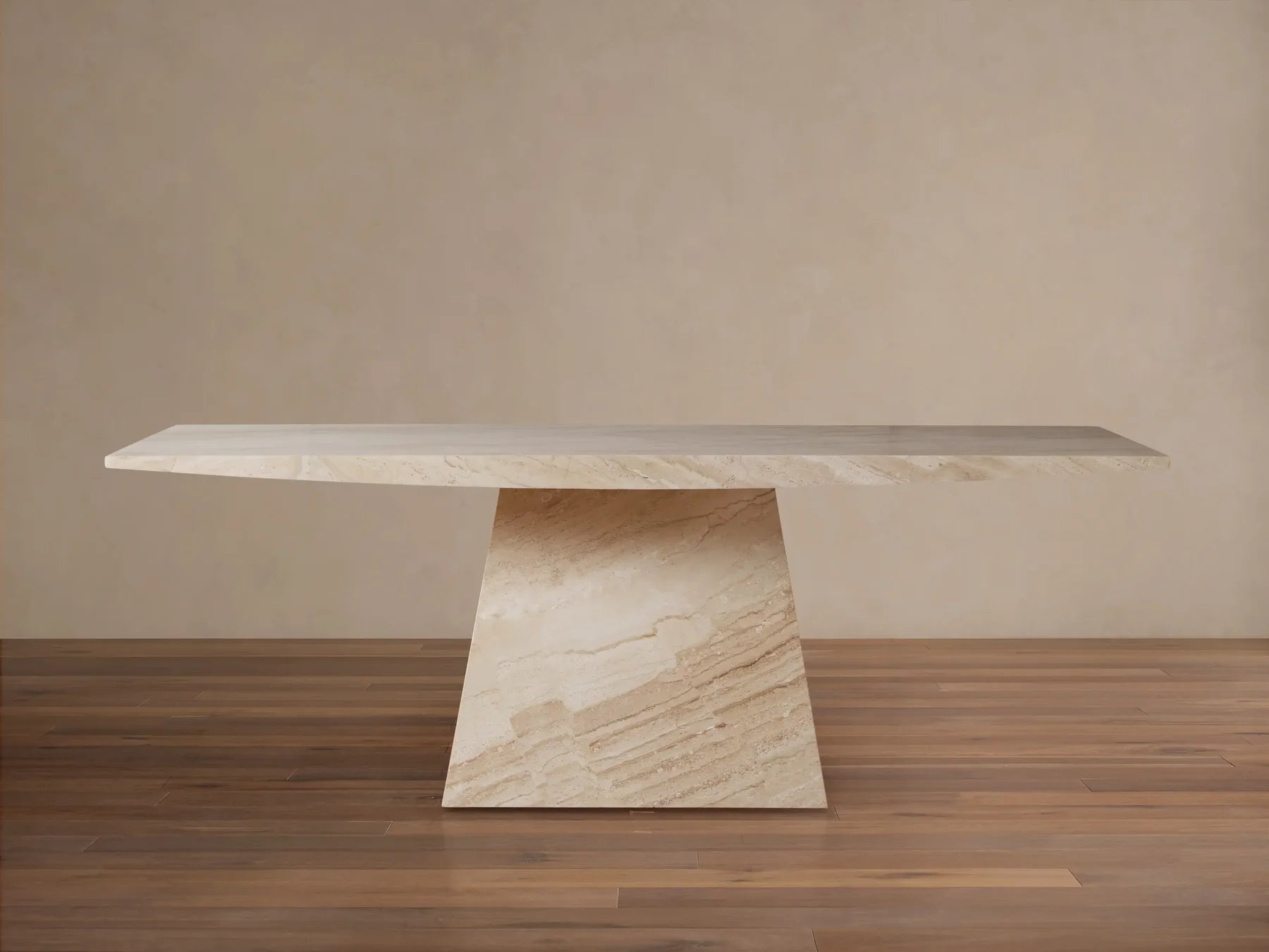 Ilaria Dining Table Beige Coralle Marble Pedestal Artisanal Dining