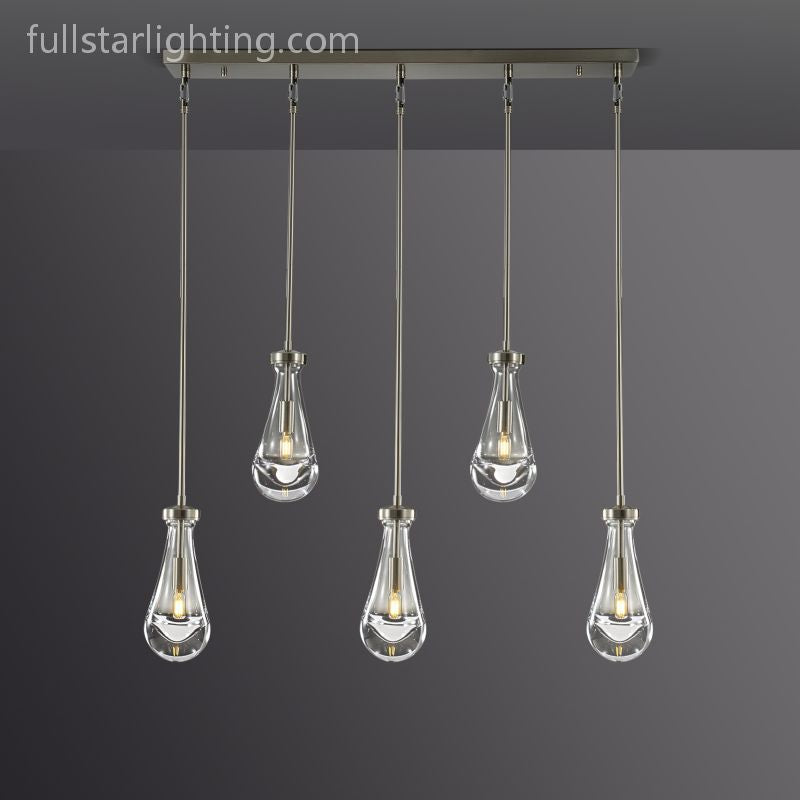 Raindrops 5-Light Rod Rectangular Chandelier