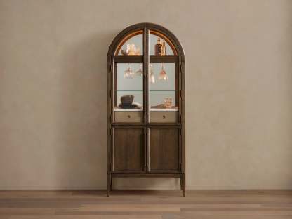 Hattie Bar Cabinet Solid Oak Wood Rectangular Vintage Inspired Dining