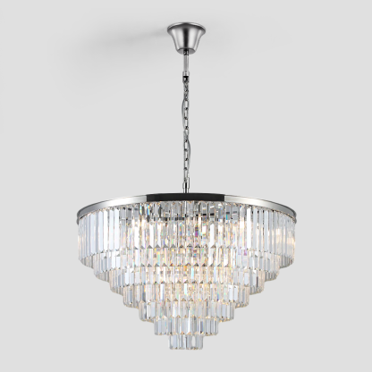 Olmavor 1920s-Style Multi-Tier Clear/Smoke Crystal Round Chandelier