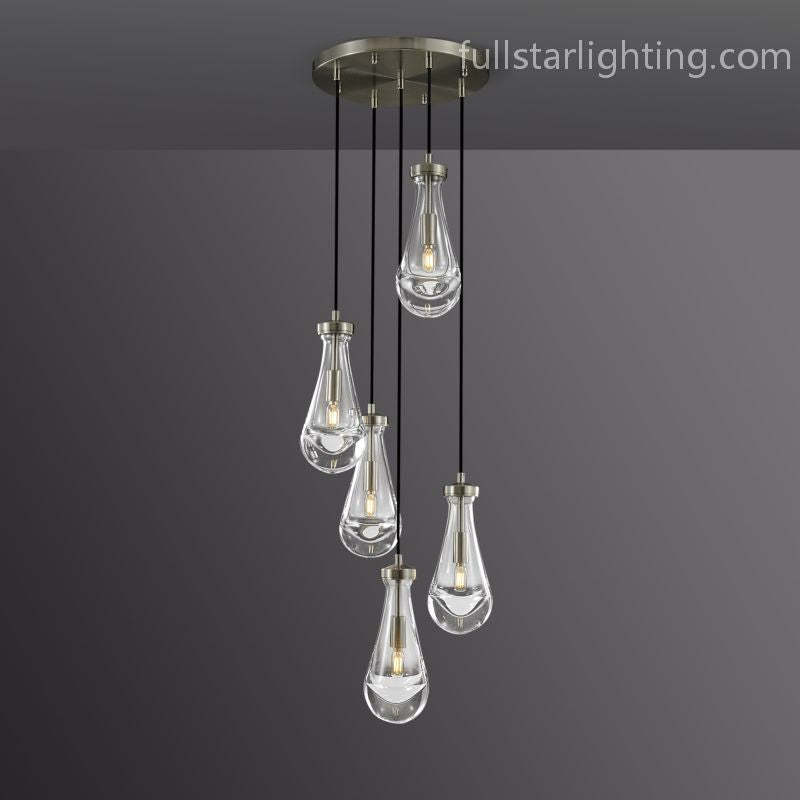 Raindrop Round Chandelier 5 Lights 14"D-Fullstarlighting