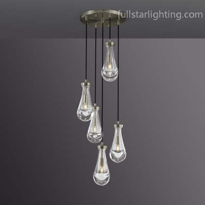 Raindrop Round Chandelier 5 Lights 14"D-Fullstarlighting