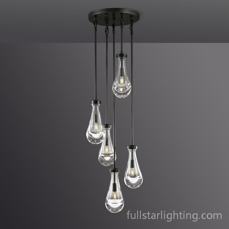 Raindrop Round Chandelier 5 Lights 14"D