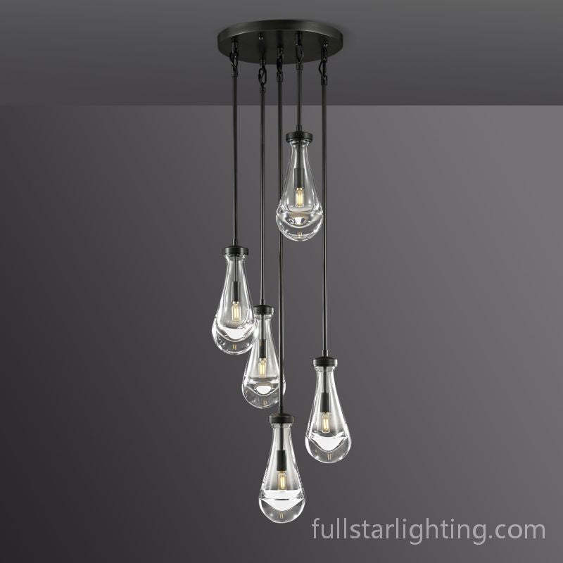 Raindrop Round Chandelier 5 Lights 14"D-Fullstarlighting