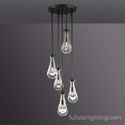 Raindrop Round Chandelier 5 Lights 14"D