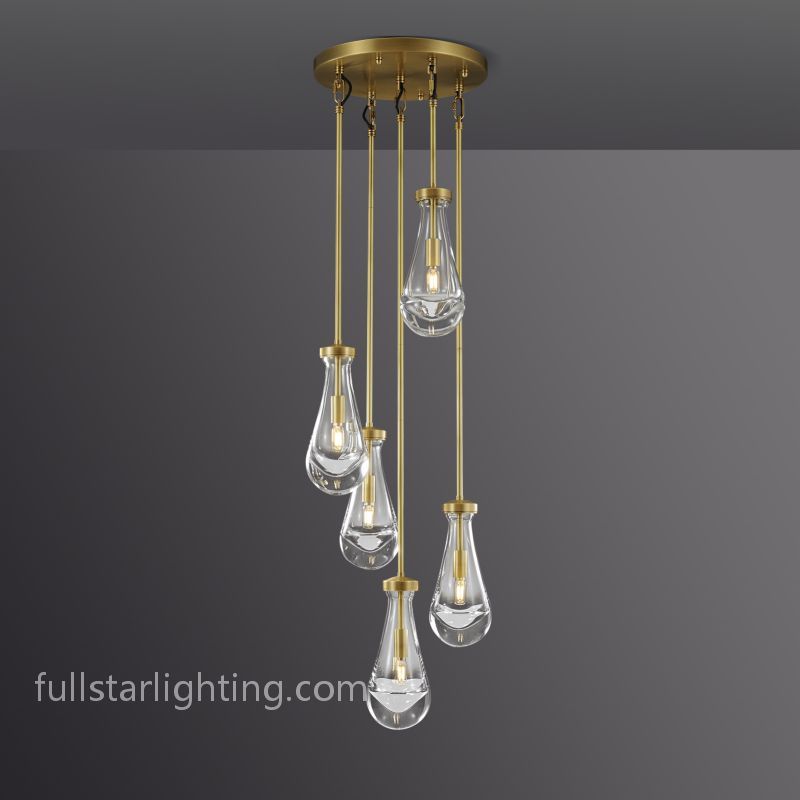Raindrop Round Chandelier 5 Lights 14"D-Fullstarlighting