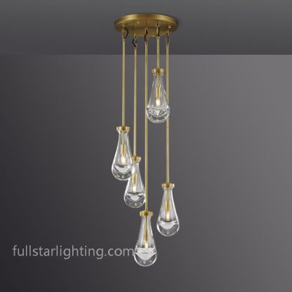 Raindrop Round Chandelier 5 Lights 14"D-Fullstarlighting