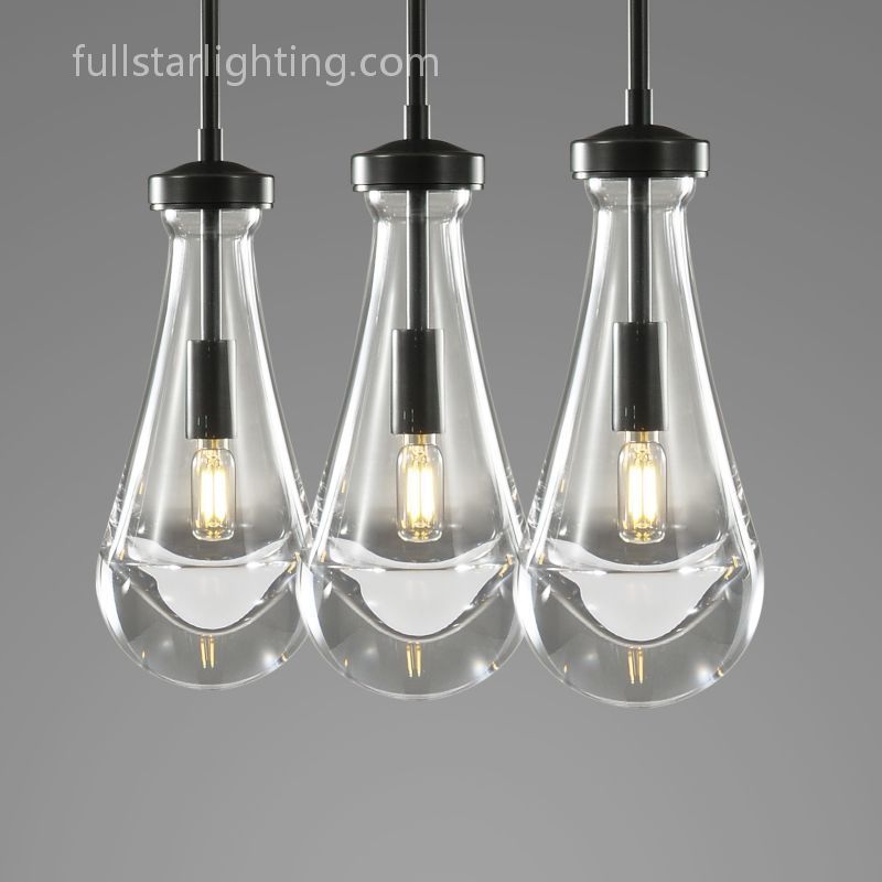 Raindrops 3-Light Rod Rectangular Chandelier