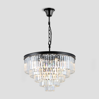 Olmavor 1920s-Style Multi-Tier Clear/Smoke Crystal Round Chandelier