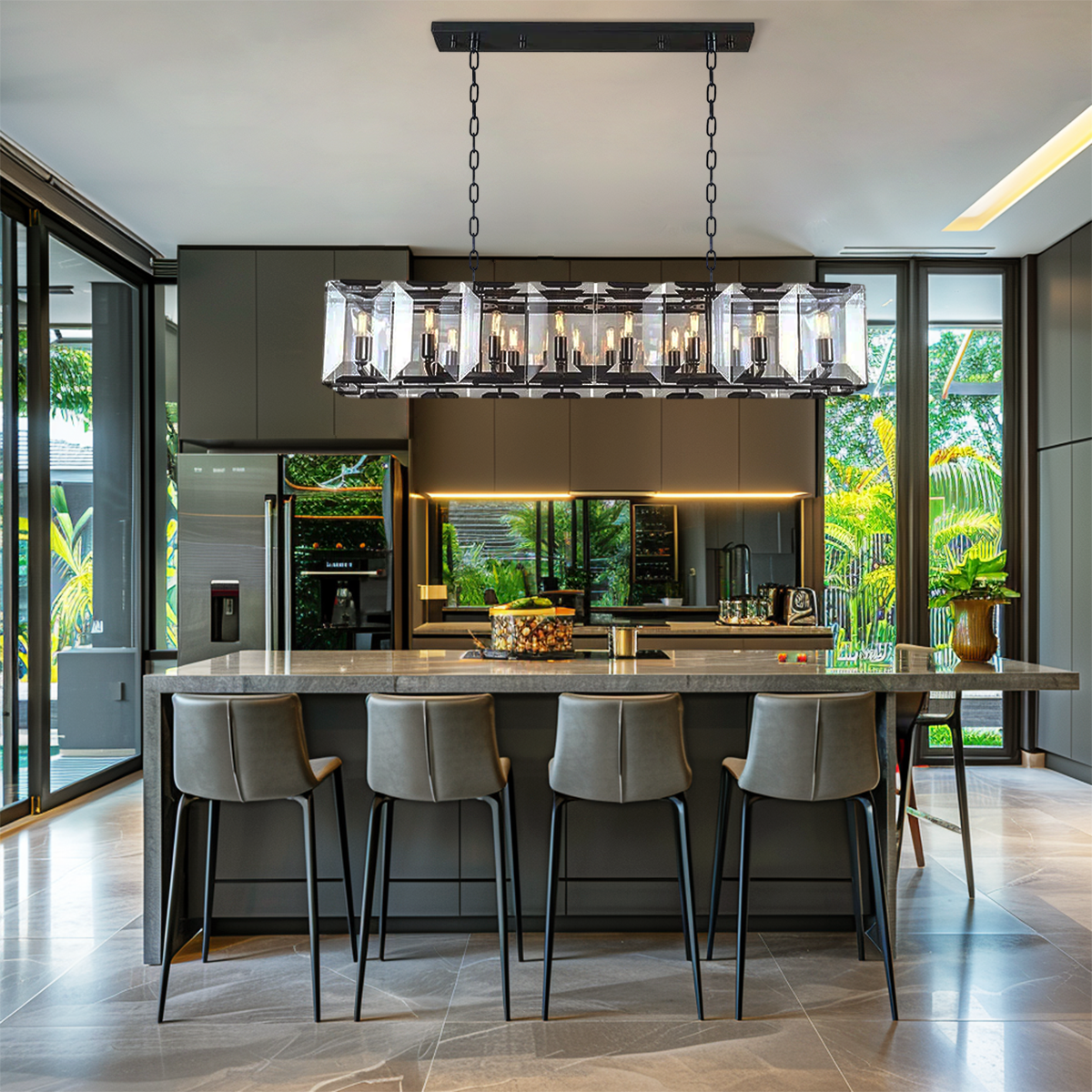 Kiko Crystal Rectangular Chandelier-Fullstarlighting