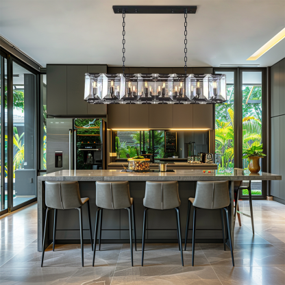 Kiko Crystal Rectangular Chandelier-Fullstarlighting