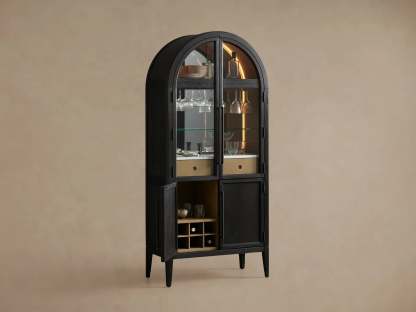 Hattie Bar Cabinet Solid Oak Wood Rectangular Vintage Inspired Dining