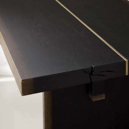 Mihaela Dining Table Handcrafted Romanian Oak With Walnut Veneer-Fullstarlighting