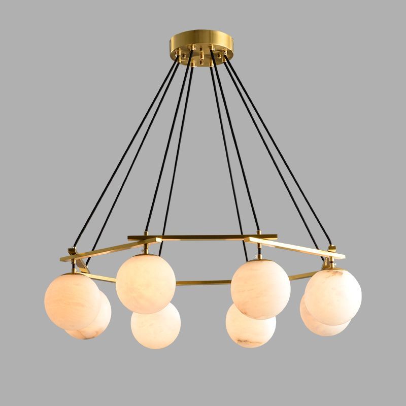 Alabaster Modern Round Ball Chandelier-Fullstarlighting