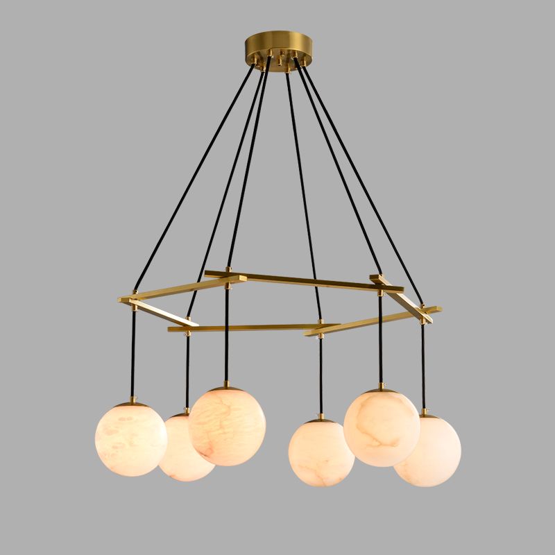 Alabaster Modern Round Ball Chandelier-Fullstarlighting