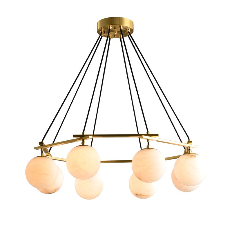 Alabaster Modern Round Ball Chandelier-Fullstarlighting