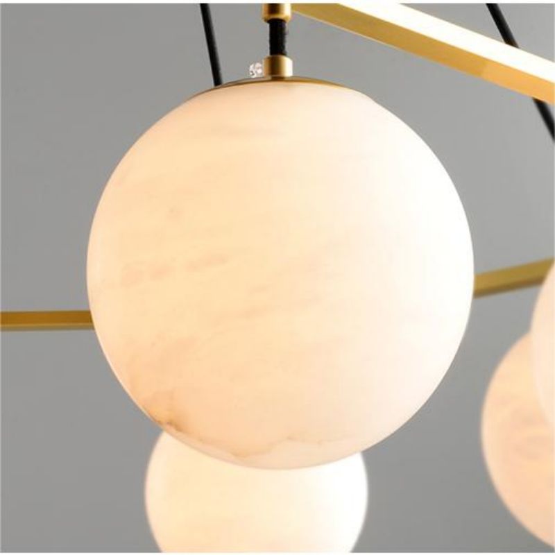 Alabaster Modern Round Ball Chandelier-Fullstarlighting