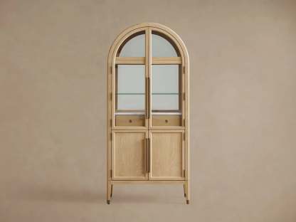 Hattie Bar Cabinet Solid Oak Wood Rectangular Vintage Inspired Dining
