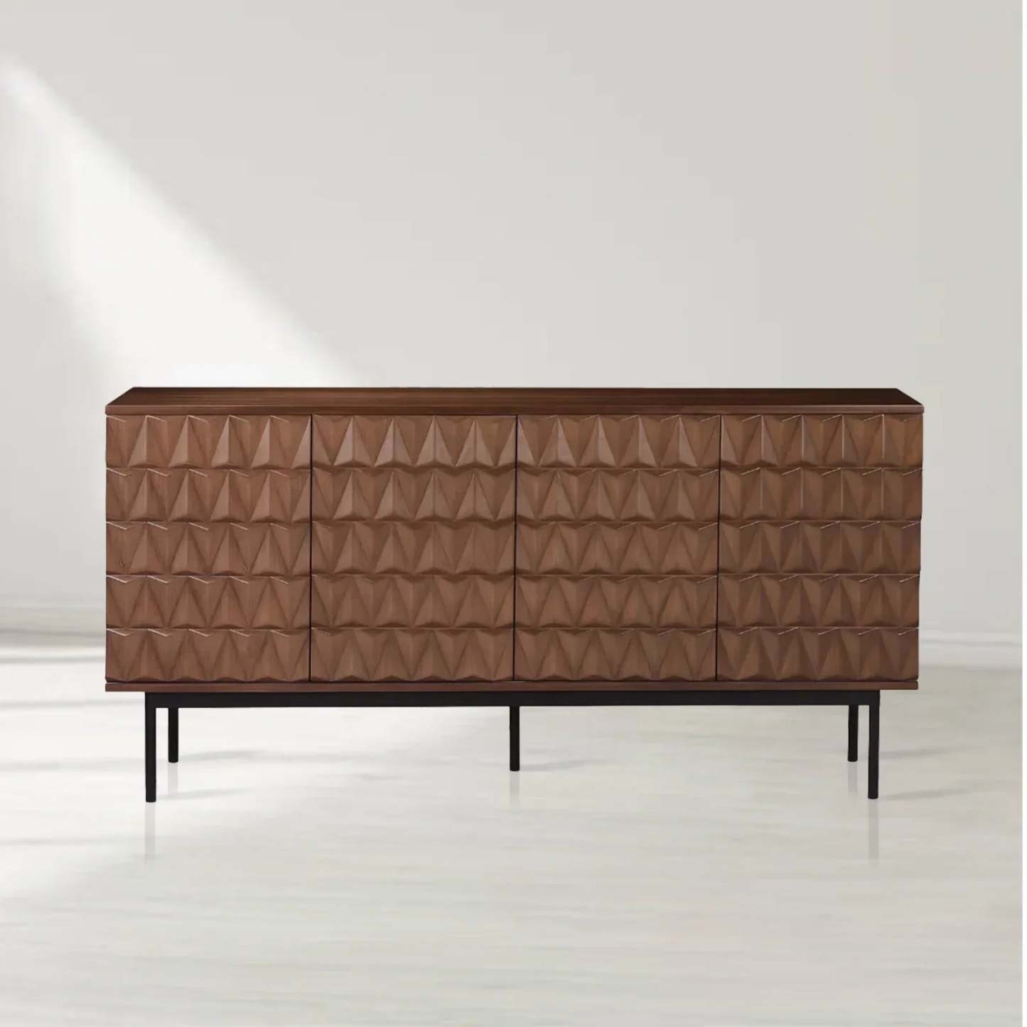 Arden 3D Textured Sideboard – Walnut Finish Sideboard for Dining Room & Living Room